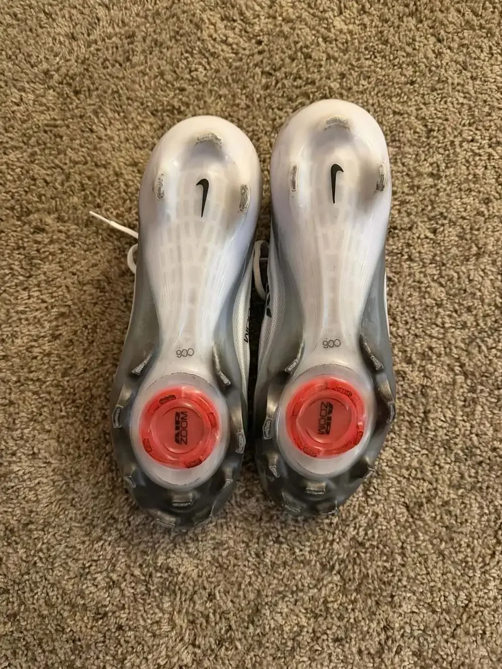 Nike Air Zoom Vapor Pro 1 Football Cleats White/Metallic Silver